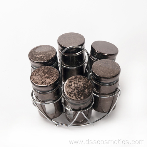 Hot selling black hexagonal spice jars set sealed can can keep fresh and easy to clean. It can be used in the kitchen